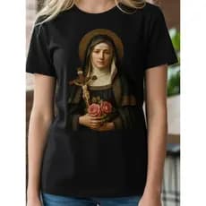 Camiseta Oversized Religiosa Santa Rita De Cassia Premium 100% Algodão