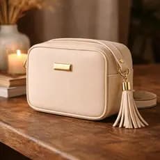Bolsa feminina média transversal, Feixo de Zipér alça ajustável, couro sintético