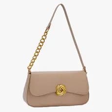 Bolsa Luxo Feminina De Ombro Estilo Baguete Alça Com Corrente Detalhe Dourado Design Elegante Moderna Casual