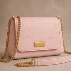 Bolsa Feminina Luxo Transversal Croco Preta Alça Corrente Dourada Elegante Casual Festa Dia Dia Couro Sintético Premium