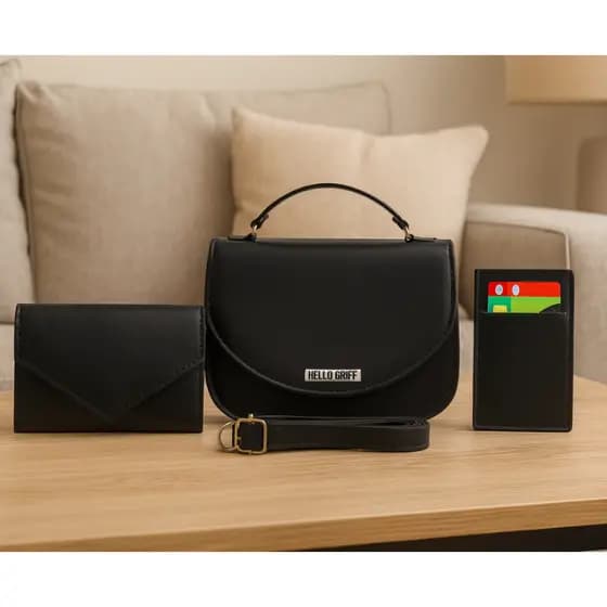 Kit Bolsas 3 Peças Tiracolo Transversal De Lado