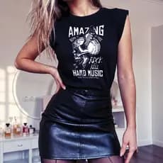 Regata Feminina Estampa de Caveira Regata Estilo Muscle Tee Camiseta Feminina Rock