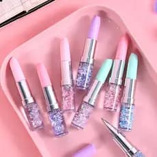 Caneta Batom com Glitter Luxo Esferográfica Envio Rápido