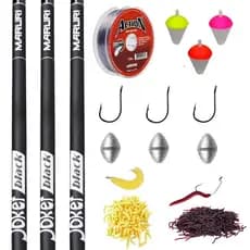 KIT Pesca Completo 3 Varas Telescópicas Maruri Joker 2,70M 3M 3,60M Acessórios