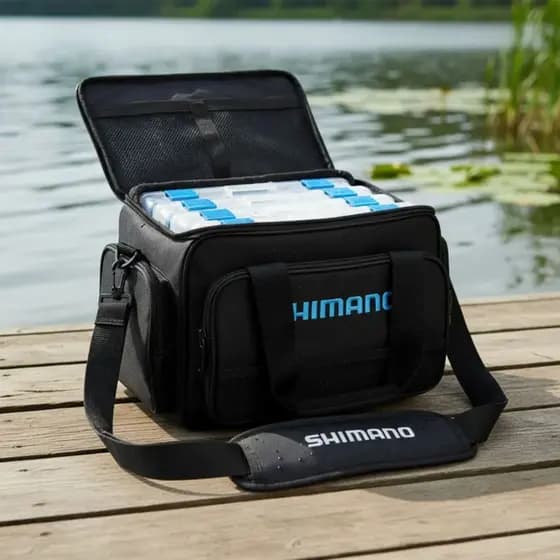 Bolsa Estojo de Pesca Shimano Baltica M Apetrechos Iscas com 4 estojos
