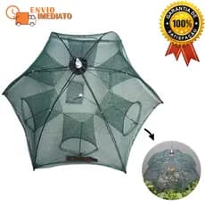 KIT 3 Redes Armadilha Covo Retrátil Peixe Siri Camarão Lambari Isca Viva Alevino 6 Entradas