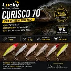 Isca Artificial pesca de meia água Nelson Nakamura original Curisco 70 7cm 8,5g Tucunaré Traíra