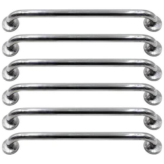Kit 6 Alça Barra De Apoio Suporte Para Parede Inox 50cm Banheiro Corrimão Aço