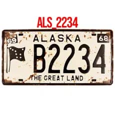 QUADRO PLACA DECORATIVA METAL ALASKA BANDEIRA USA