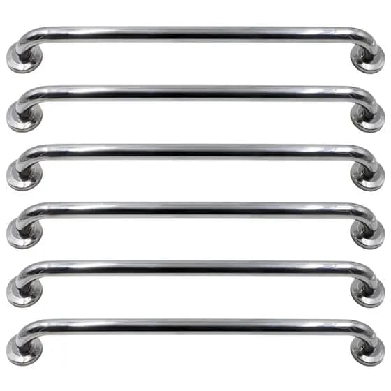 Kit Barra Apoio Inox 60cm Banheiro 6 Peças Parede Segurança Acessibilidade Vaso Corrimão Escada Idoso Alça Aço Banho
