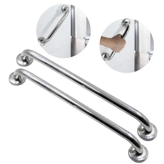 Kit 2 Alça Barra De Apoio Suporte Para Parede Inox 50cm Banheiro Corrimão Aço Segurança Contra Quedas Estabilidades