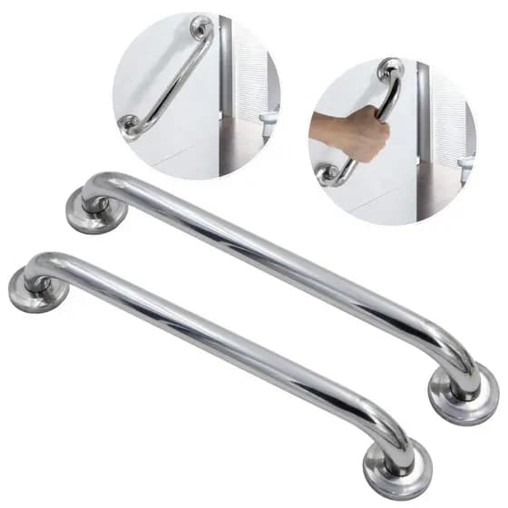 Kit 2 Alça Barra De Apoio Suporte Para Parede Inox 40cm Banheiro Corrimão Aço