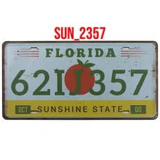 Quadro Placa Decorativa Metal Florida Sunshine State Vintage Usa Parede Garagem Retrô Americano Quarto Colecionador