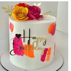 Topo de Bolo "Happy Birthday" com Idade Personalizada – Luxo Floral em Dourado