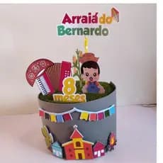 Topo de Bolo Junino Personalizado – Nome e Idade Topper de festa junina