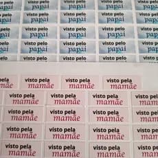 Kit 100 etiquetas visto pela mamãe/papai - etiquetas escolares - adesivo escolar