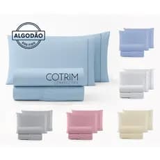 Jogo de Cama Lençol Solteiro 3 Peças Percal 100% Algodão Com Ponto Palito 200 Fios