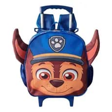 Mochila Infantil Patrulha Canina Chase Orelinha Rodinhas Tamanho P Meninos Escolar 3080