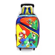 Mochila Infantil Super Mario Bros 3b Rodinhas Tam G