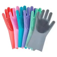 Luvas de Limpeza Silicone com Cerdas Lava Louça Esponja Macia Multiuso