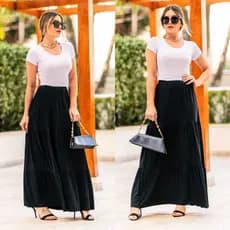 Saias Saia  Longas Longa Evangelica Preta 3 Marias Social Moda Feminina