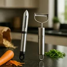 Kit 2 Descascadores Batata Legumes Frutas Queijo Aço Inox Premium Luxo Descascador Profissional