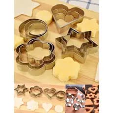 Cortador de Biscoito Molde Biscoitos Confeitaria Forma Estrela Coração Círculo Aço Inox Kit 12 Peças