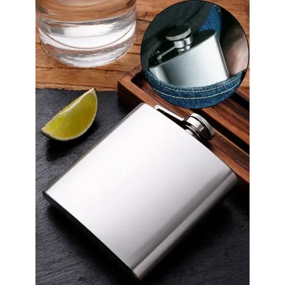 Cantil De Bolso Uísque Garrafa Bebida Wisk Portátil Viagem Aço Inox 240 Ml Quadril