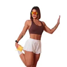 Short Feminino Duplo Frisado Moda Fitness Treino Academia