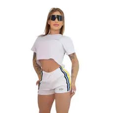 Short Feminino Tactel Forrado Cordão Ajustável Moda Praia Academia Fitness