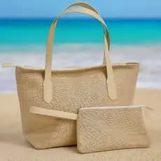 Bolsa Palha Feminina Praia Piscina Para Dia a Dia Alça De Ombro Verão Com Necessaire
