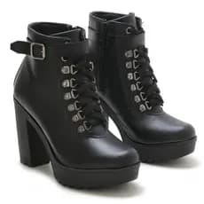 Bota Coturno Tratorada Feminina Salto 9cm Fivela Leve Promocional