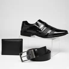 Kit Sapato Social Masculino Mocassim Cinto Carteira Comfortável Sapatenis Casual Trabalho Igreja