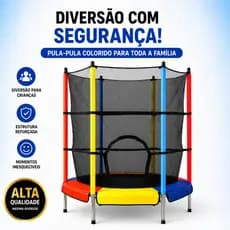 Cama Elástica Trampolim Infantil 140cm Pula Pula Com Rede De Proteção Até 100kg Colorida