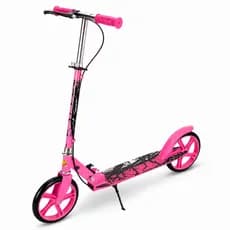 Patinete Infantil Juvenil Dobrável Preto e Rosa com 2 Rodas Guidão Ajustável Até 97cm Suporta 80kg