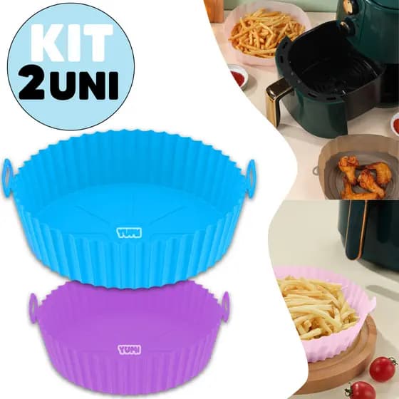 Kit 2 A Melhor Forma Assadeira Para Fritadeira Air Fryer Em Silicone Flexível Lavável Grossa 80g + Resistente + Durável