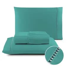 Kit Lencol Jogo de Cama Berço Solteiro Casal Queen King 400 fios Toque Macio com Ponto Palito
