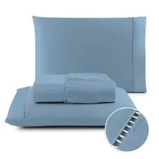-Kit Lencol Jogo De Cama Berço/Solteiro /Casal/Queen/King 400 Fios Micropercal com Ponto Palito
