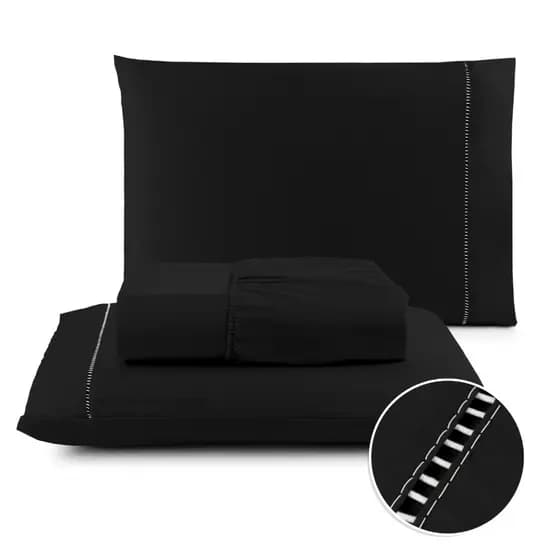 Lencol King Jogo De Cama Casal 400 Fios Micropercal com Ponto Palito