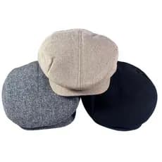 Boné Boina Inglesa Masculina Forrada Tecido Mesclado Com Botão Frontal