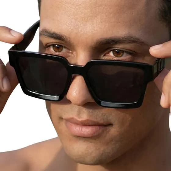 Óculos De Sol Quadrado Escuro Feminino E Masculino Moldura Geométrica Com Proteção Solar Uv400 MD-18