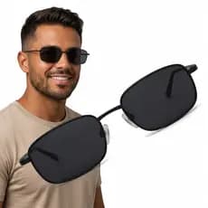 Óculos de Sol Retangular Minimalista Metal Leve Estilo Moderno Urbano UV400 MD-49