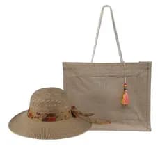 Kit Chapeus Feminino De Praia E Bolsa Impermeavel De Palha - Piscina, Passeios Ao Ar Livre, Cruzeiro, Viagens