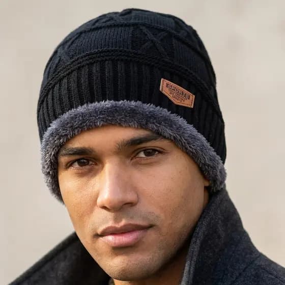 Touca Inverno Preta Masculina Feminina Forro Pelúcia Interna Quentinha Grossa Moda Frio Intenso