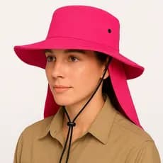 Chapéu De Praia Feminino Para Trilha, Pescaria, com Proteção de Pescoço, Nuca,  Rosa