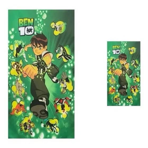 Kit 2 Toalhas Ben 10 Infantis Personagens 1 Banho 1 Rosto Lavabo Escola Lancheira