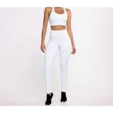 Calça Legging Lisa em Poliamida Cintura Alta Academia tecido grosso não fica transparente