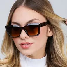 Óculos de Sol Feminino Slim Fininho Triangular Moda Praia Urbana Luxuoso Estiloso Oferta Envio Hoje