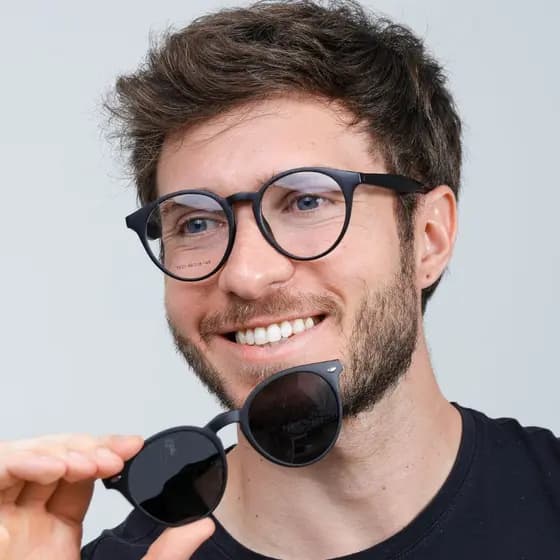 Armação Pra Grau Masculina Clipon Redondo Oculos 2 em 1 Duas Lentes Sem Grau Round Proteção Uv400 Resistente