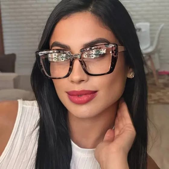Armação Óculos Maxi Sem Grau Quadrada Feminina Grande Estilo Fashionista Oversized
